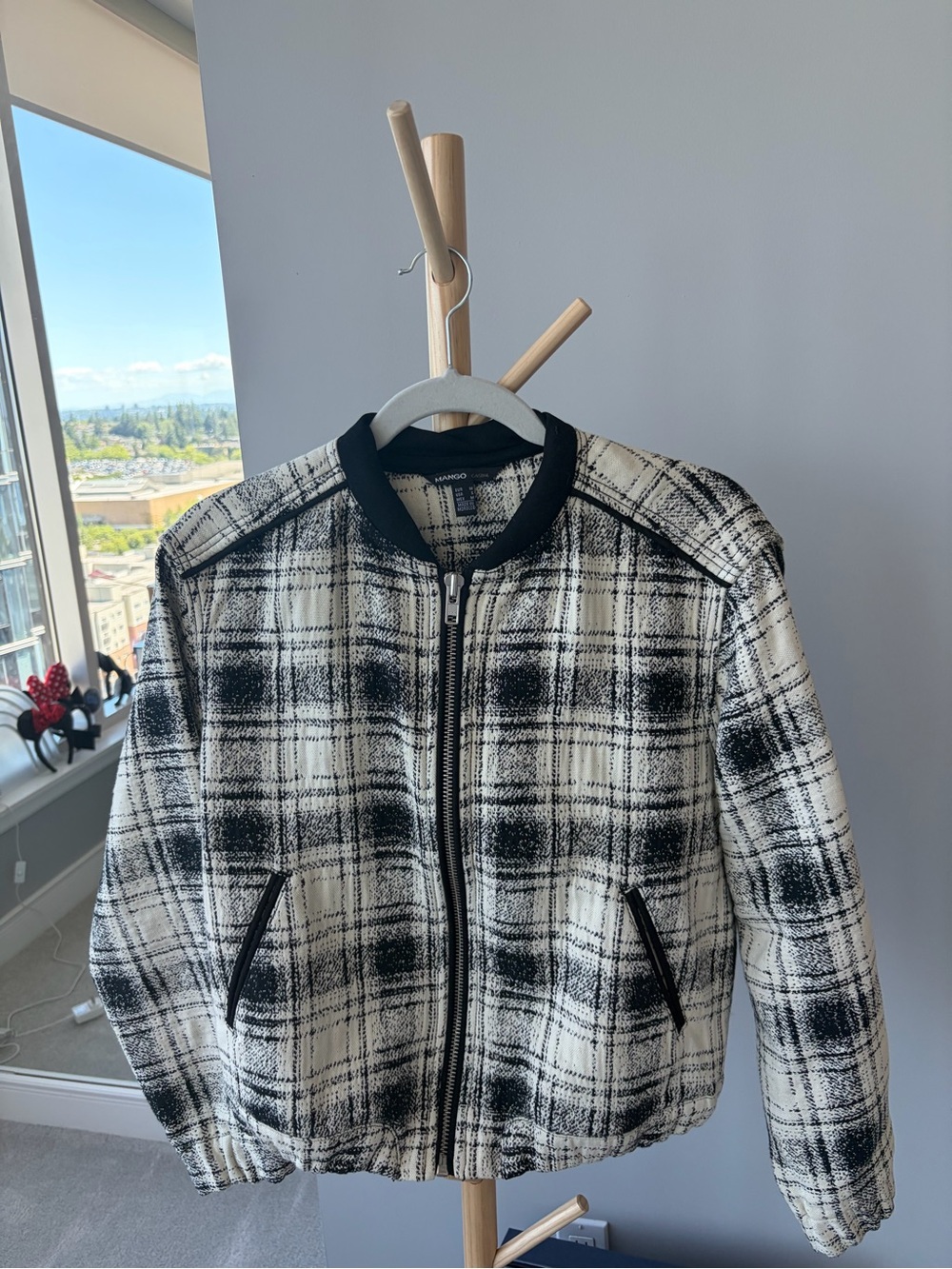 Black & White Plaid Bomber Jacket - Men